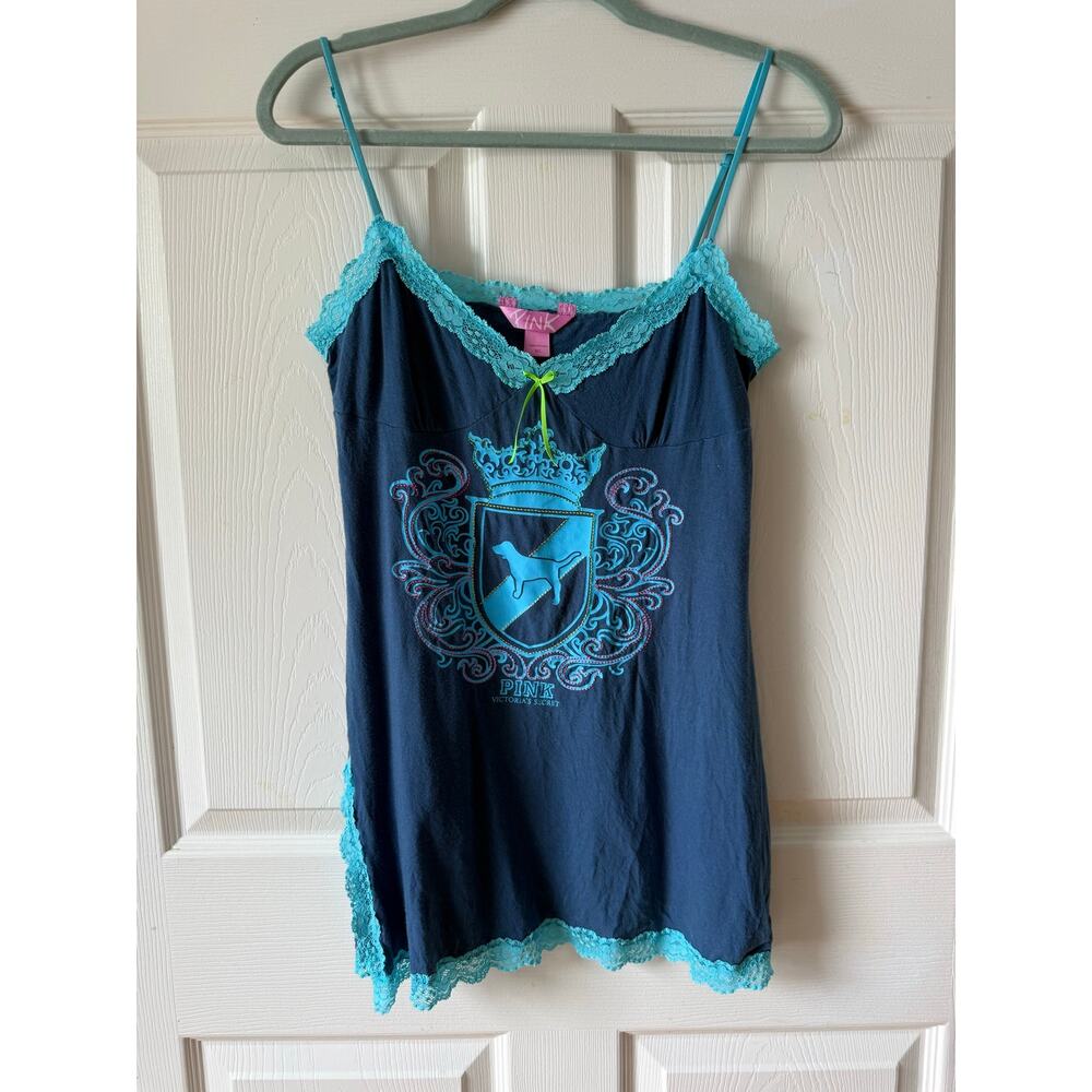 Victoria’s Secret PINK Y2K Crest Lace Cami Mini Dress M/L McBling Baby Doll - Picture 5 of 10